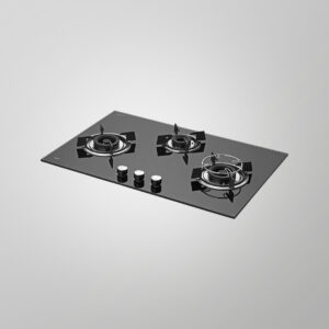 KAFF HBR 783 B Built-in Hob with 3 Brass Burners, Auto Electric Ignition, and Black Tempered Glass, 78 cm