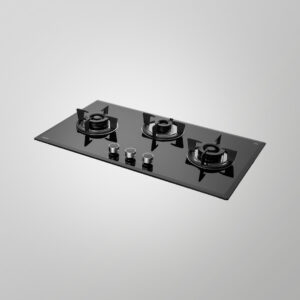 KAFF FBB 783 Built-in Hob with Three Full Brass Burners and Bevelled Black Tempered Glass