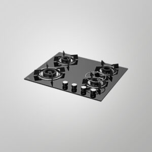 KAFF HBR 604 A Built-in Hob with 4 Brass Burners, Auto Electric Ignition, and Black Tempered Glass, 60 cm